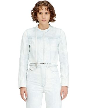 DIESEL Chaqueta Corta De Denim Satinado Azul Hielo - Blanco