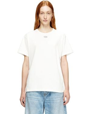 DIESEL Cotton T-Shirt With Metallic Oval D - White