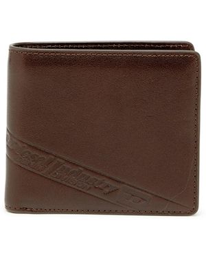 DIESEL Bi-Fold Leather Wallet With Embossed Logo - Brown