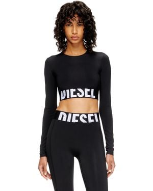 DIESEL Verkürzte Oberteil Aus Mikrofaser Mit Cut-Off-Logo - Schwarz