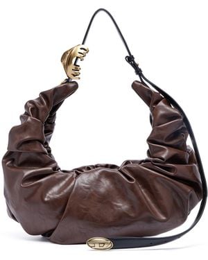 DIESEL Grab-D-Large Scrunched Hobo Bag - White