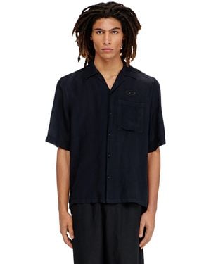 DIESEL Linen-Blend Shirt With Short Sleeves - Black