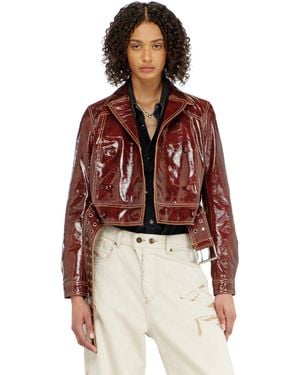 DIESEL Patent-Leather Jacket Mit Großem Gürtel - Rot