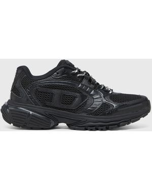 DIESEL S-Pro-V-Dense-Monochrome Mesh Trainers With Oval D Logo - Black