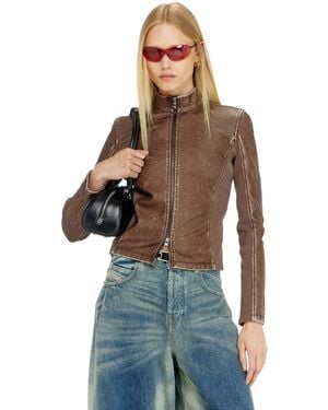 DIESEL Biker Jacket With Rib-Knit Inserts - Blue