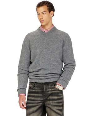 DIESEL Pullover Mit V-Ausschnitt Aus Gekochtem, Geknittertem Strick - Grau