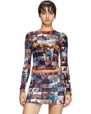 DIESEL Stretch Jersey Top With Livestream Print - ブルー