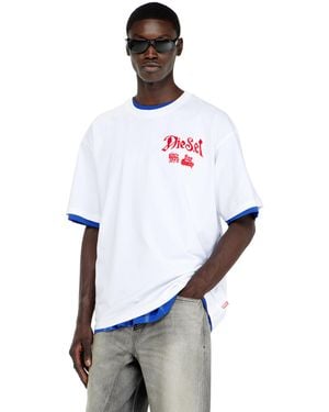 DIESEL Cotton T-Shirt With Flock Graphic - White