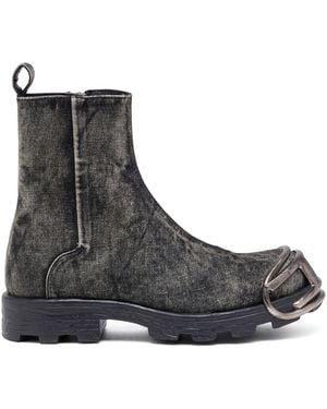 DIESEL D-hammer-denim Chelsea Boots With Oval D Toe Caps - Grey