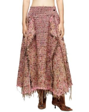 DIESEL Jupe en bouclé brossé avec ourlet effiloché - Rose