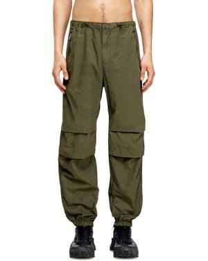 DIESEL Cotton Cargo Trousers With Side Bands - Green