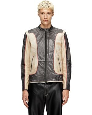 DIESEL Trompe L'Oeil-Effect Leather Biker Jacket - Black