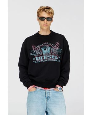 DIESEL Cotton Sweatshirt With Graphic Print - Black
