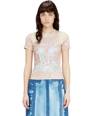 DIESEL Animalier-Print T-Shirt With Crystals - Blue