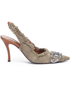 DIESEL Canvas Slingback Court Shoes - Brown