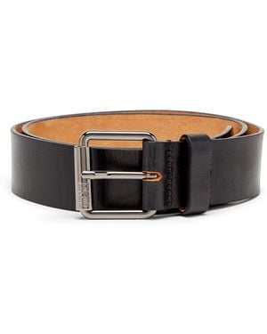 DIESEL 4Cm Leather Belt With Fifth Pocket Logo Flag - White