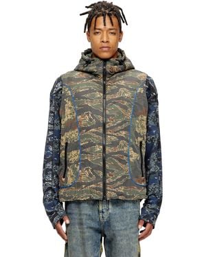 DIESEL Gilet Con Cappuccio E Stampe Camouflage - Multicolore