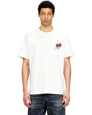 DIESEL Cotton T-Shirt With Cherry Graphic - White