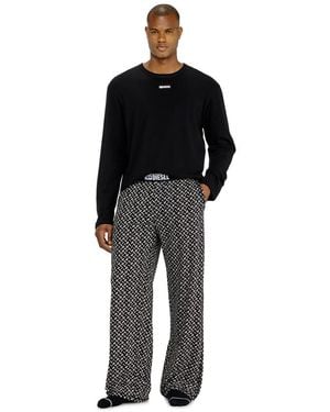 DIESEL Pijama De Algodón Con Pantalón Estampado - Negro