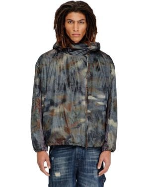DIESEL Windbreaker With Abstract Print - Grey