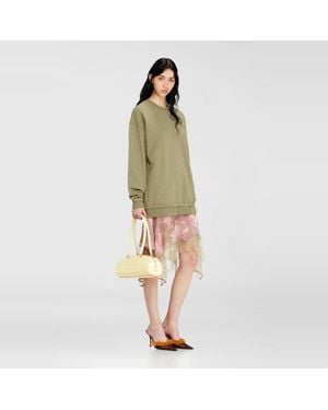 DIESEL Sweatshirt Dress With Chiffon And Lace Skirt - Green