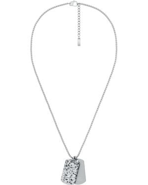 DIESEL Stainless Steel Dog Tag Necklace - Blue