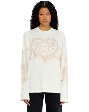DIESEL Cotton Long-Sleeve T-Shirt With Graphic Print - White