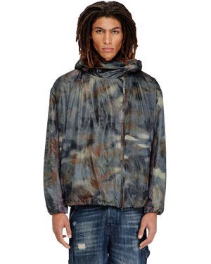 DIESEL Windbreaker With Abstract Print - Gray