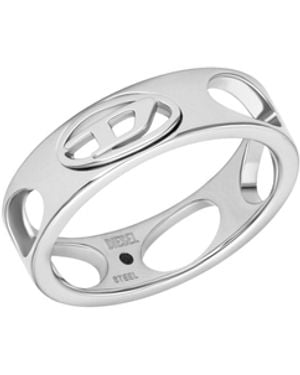 DIESEL Stainless Steel Band Ring - White