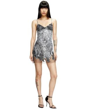 DIESEL Nylon Mini Dress With Heraldic Print - Blue
