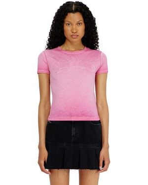 DIESEL Slim T-Shirt With Tonal Logo Print - Red