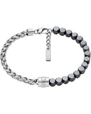 DIESEL Stainless Steel And Hematite Beaded Bracelet - Blue