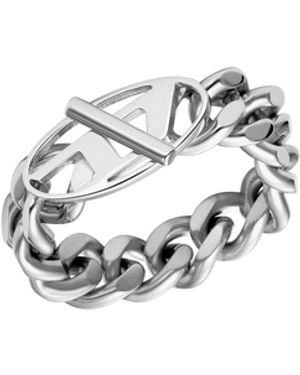 DIESEL Stainless Steel Soft Chain Ring - White
