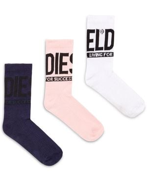 DIESEL Lot De Trois Chaussettes Avec Logo - Blanc
