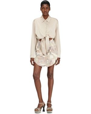 DIESEL Satin Mini Dress With Knotted Top - Natural