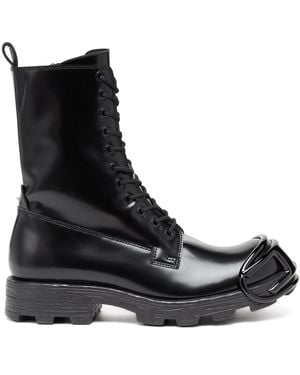 DIESEL Polished Calf Leather Boots - Black