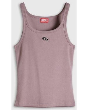 DIESEL Slim Tank Top With Laser-Cut Oval D - Purple