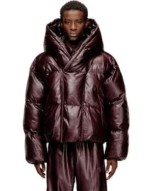 DIESEL Hooded Puffer Jacket - Red
