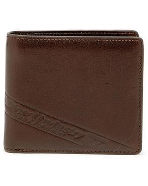 DIESEL Bi-Fold Leather Wallet With Embossed Logo - Brown