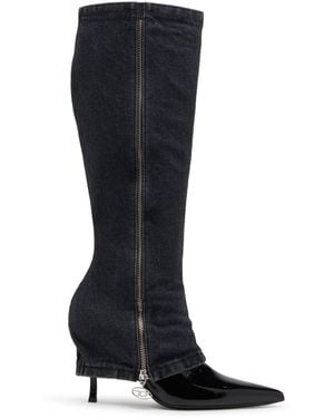 DIESEL D-Venus-Stiletto Knee Boots With Jean Trompe L'Oeil - Black