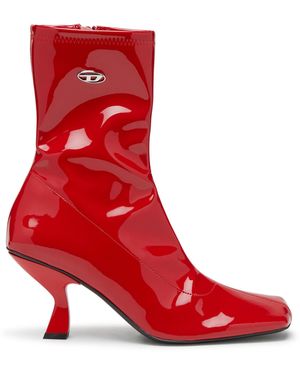 DIESEL D-Amber-Botines De Poliuretano Elástico De Charol - Rojo