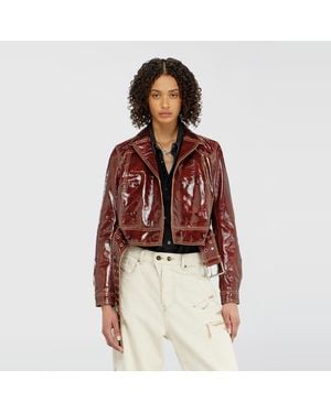 DIESEL Patent-Leather Jacket With Large Belt - Red