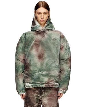 DIESEL Puffy Hooded Jacket - Green