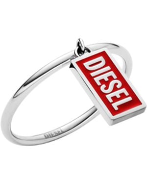 DIESEL Anello Con Charm Con Logo - Rosa