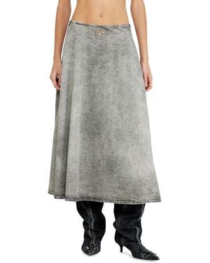 DIESEL Denim Full Skirt With Athletic Stripes - Grey