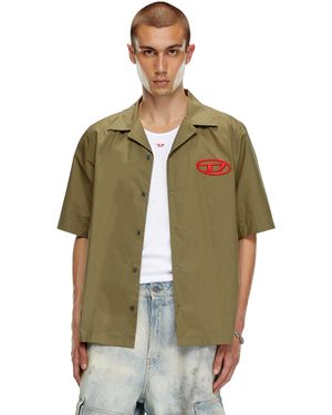 DIESEL Camicia bowling con logo ricamato - Verde