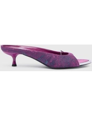 DIESEL D-Diam's-Low Denim Mule With Floating Oval D - Purple
