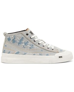 DIESEL S-Athos-Sneaker high-top in denim e garza - Bianco