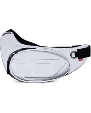 DIESEL 1dr-pod-hard Shell Sling Bag In Reflective Fabric - White