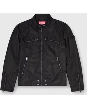 DIESEL Nylon Jacket With Quilted Shoulders And Zip Pockets - Black